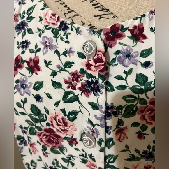 Vintage 90s All That Jazz Floral Lace-Up Back Dress/Cottagecore/Size M - Picture 4 of 14